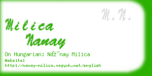 milica nanay business card